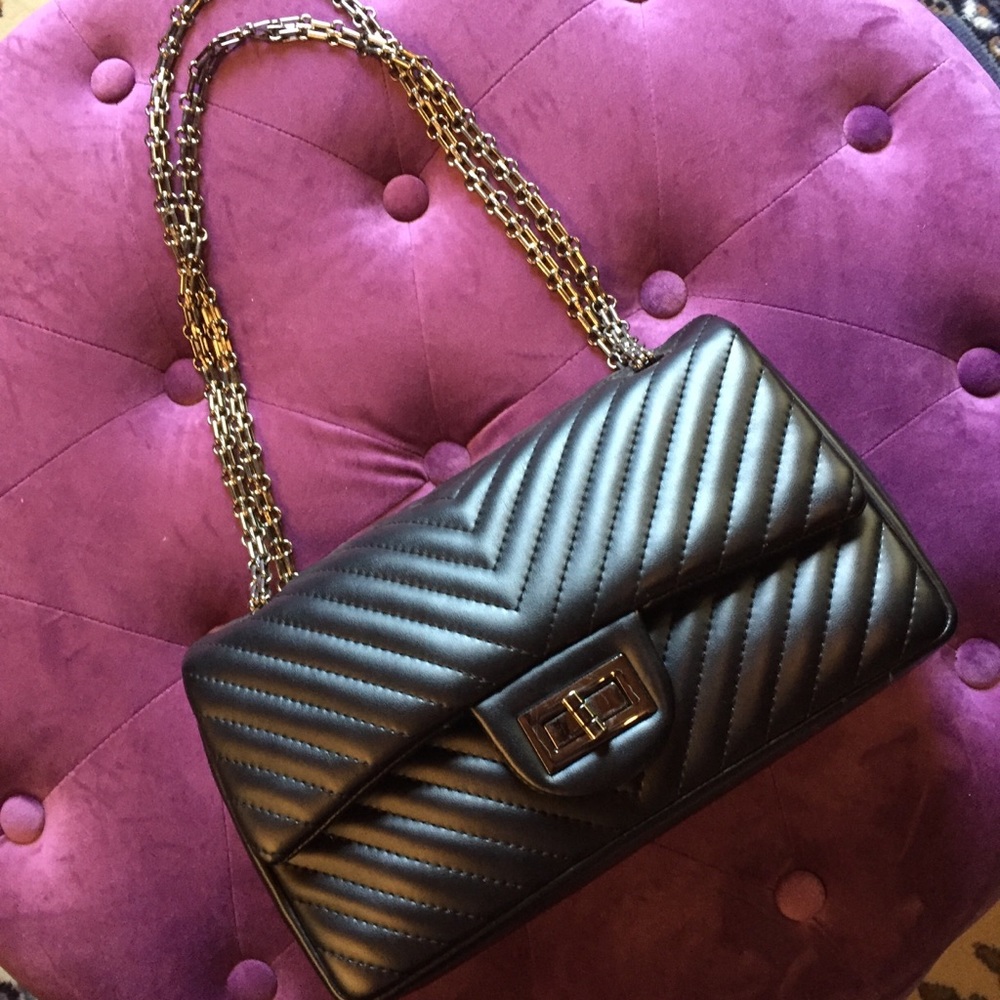 Black Quilted Chevron Bag